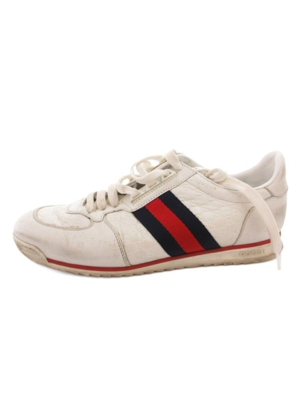 Gucci Sneakers Low Cut GG Pattern Leather White 6.5